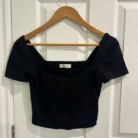 Aritzia Babaton Contour Black Square-Neck T-Shirt - Picture 1 of 5